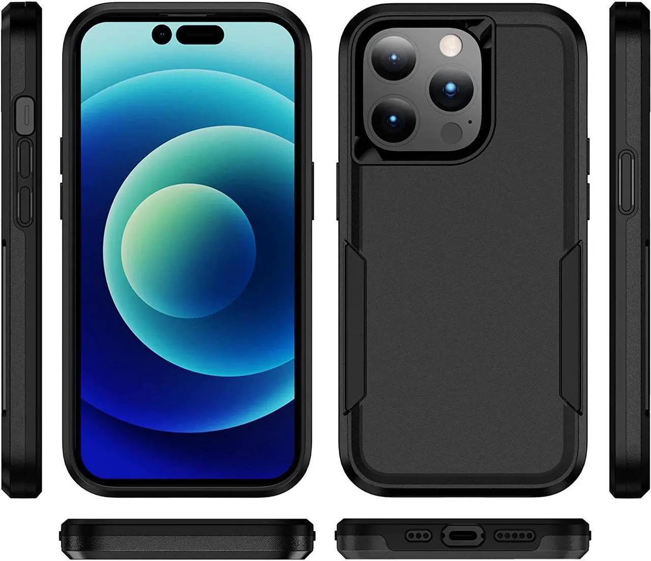 Alt view image 3 of 7 - TUFF Hybrid Armor Case for iPhone 14 Pro Max - Black