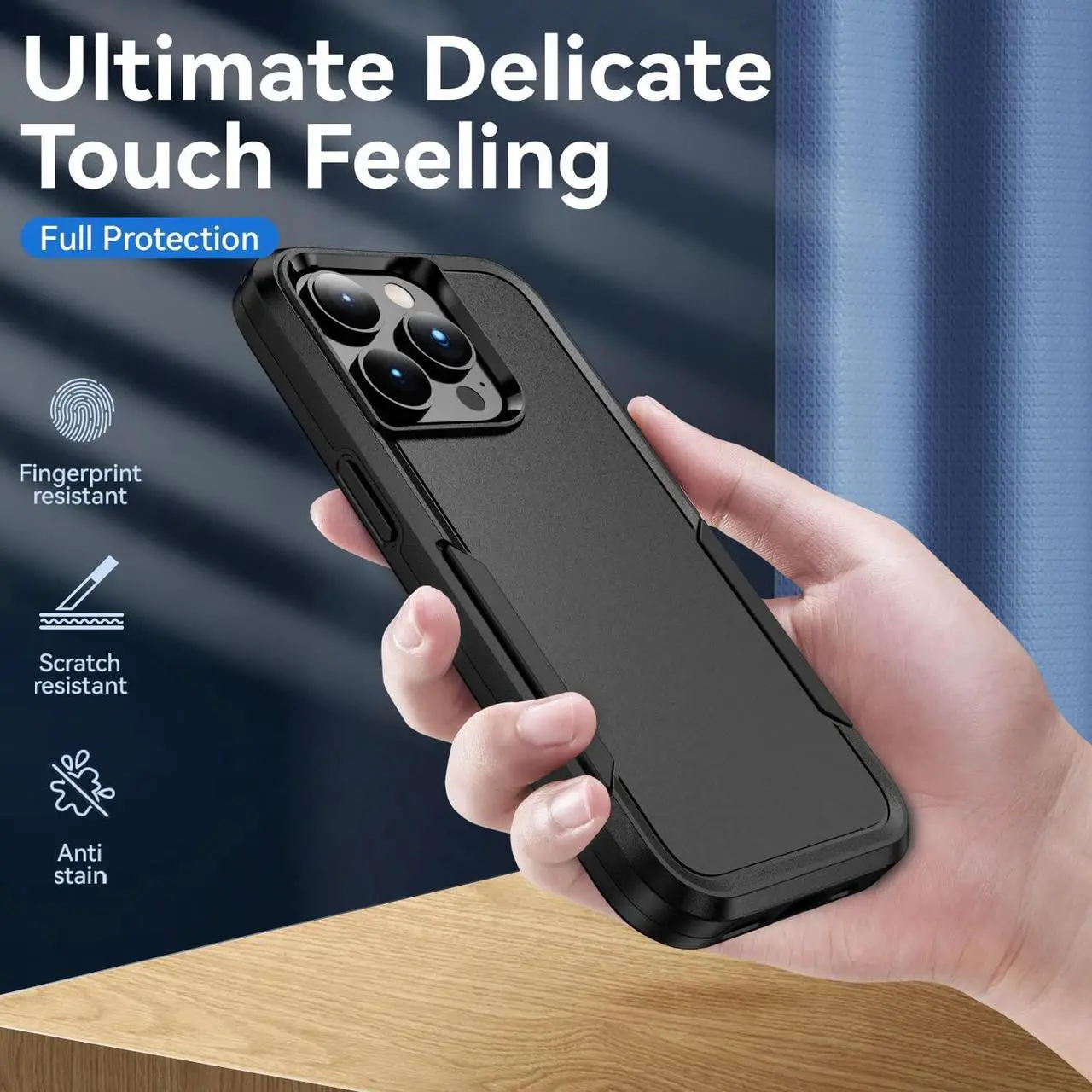 Alt view image 6 of 7 - TUFF Hybrid Armor Case for iPhone 14 Pro Max - Black