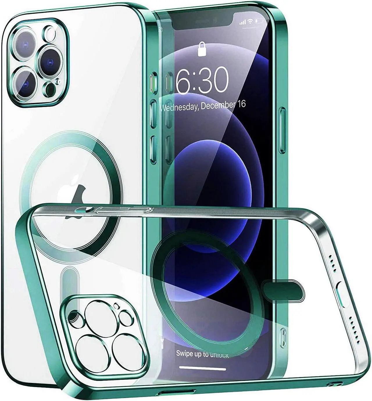 Main image of MagSafe Compatible Electroplated Transparent TPU Case for iPhone 14 Pro - Green