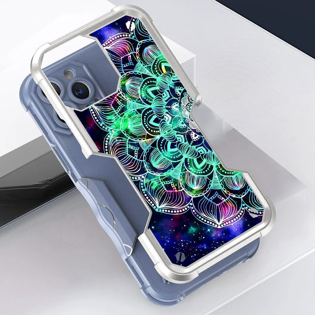 Alt view image 3 of 4 - Military Grade Shockproof Hybrid Armor Case for iPhone 14 Pro - Mandala