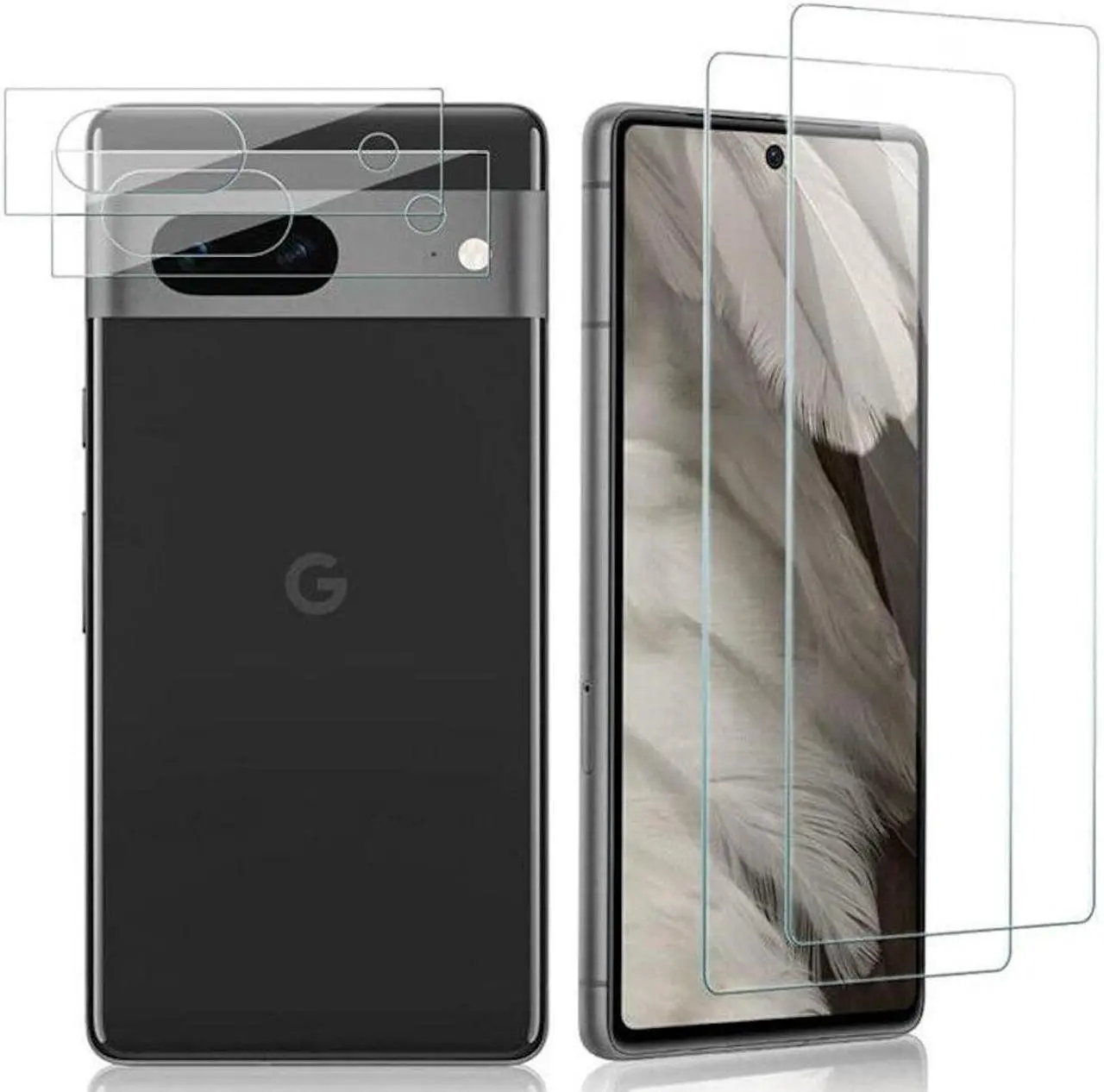 Main image of 2+2 Combo Pack 2-Pack Tempered Glass Screen Protector + 2-Pack Camera Lens Protector for Google Pixel 7a