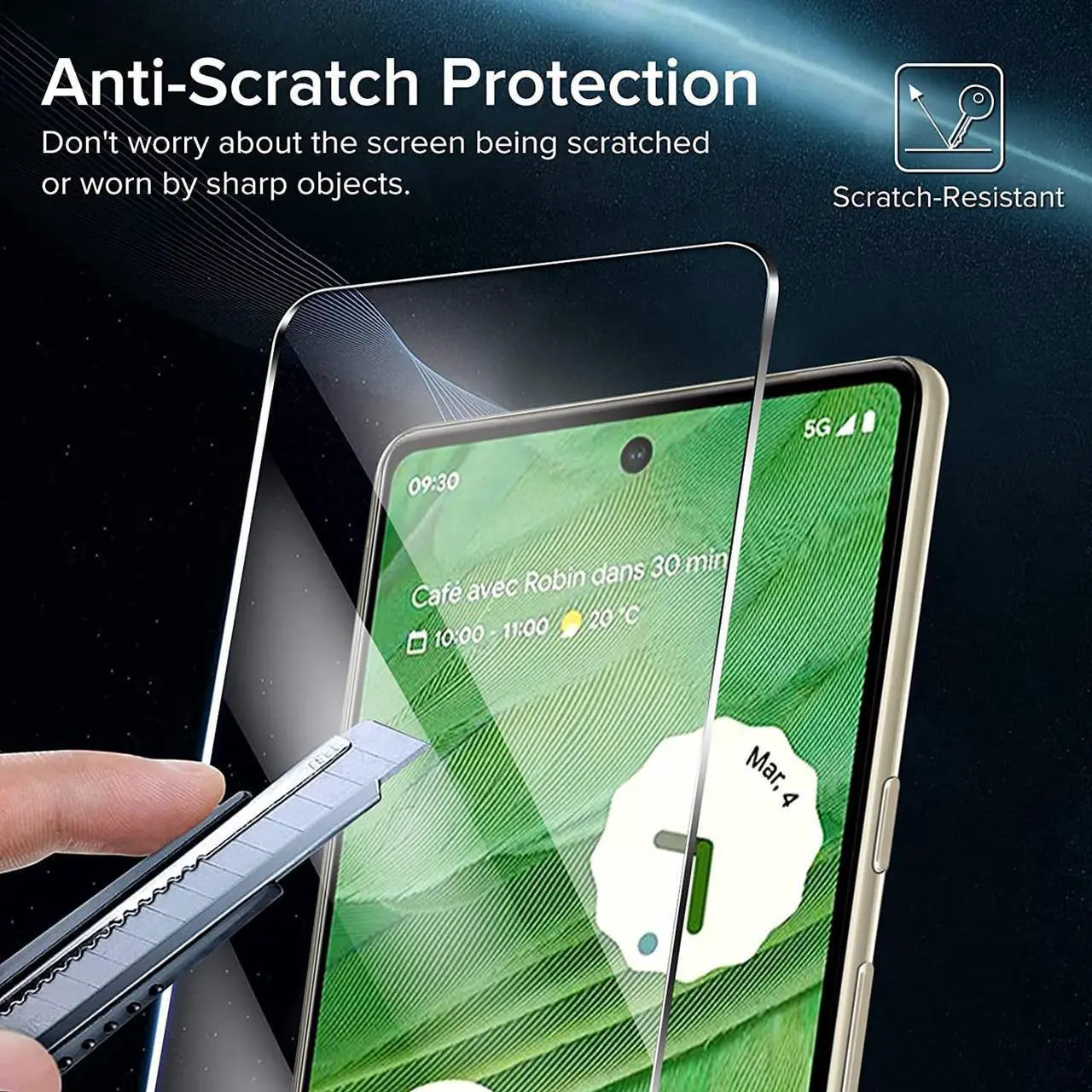 Alt view image 3 of 7 - 2+2 Combo Pack 2-Pack Tempered Glass Screen Protector + 2-Pack Camera Lens Protector for Google Pixel 7a