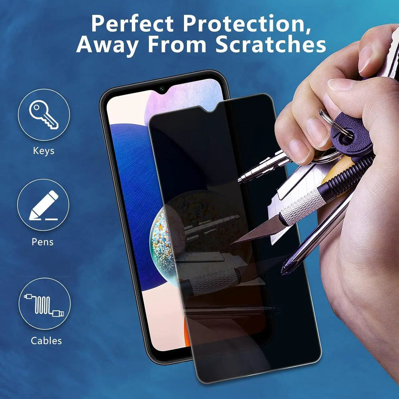 Alt view image 5 of 7 - Privacy Tempered Glass Screen Protector for Samsung Galaxy A15 5G