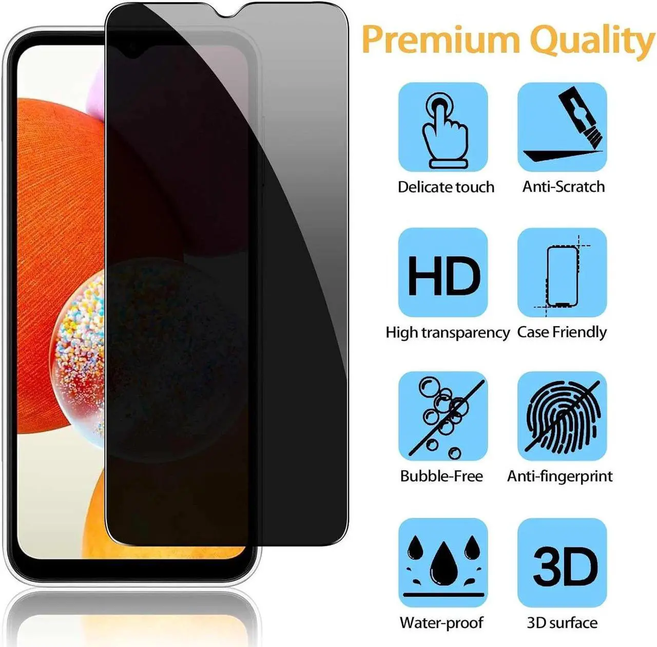 Alt view image 4 of 7 - Privacy Tempered Glass Screen Protector for Samsung Galaxy A15 5G