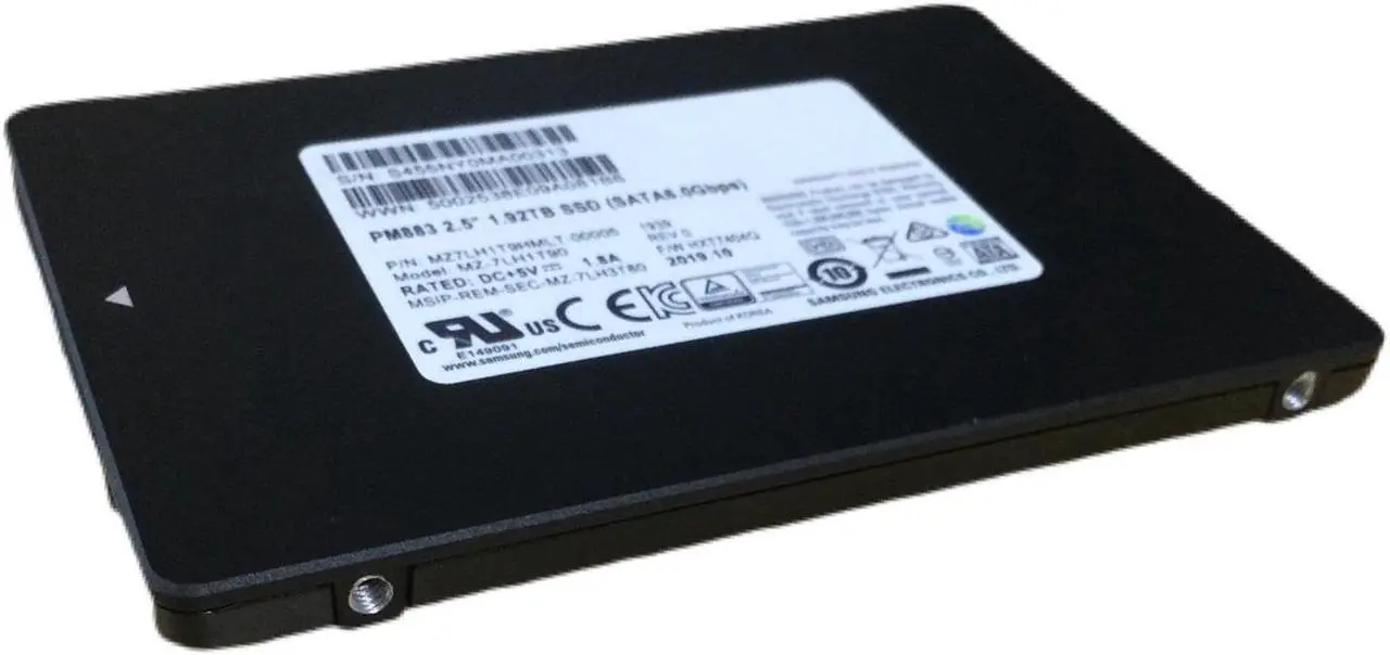 Alt view image 5 of 8 - Samsung PM883 1.92TB SATA 6Gb/s 2.5" Enterprise SSD — MZ7LH1T9HMLT (MZ-7LH1T90)