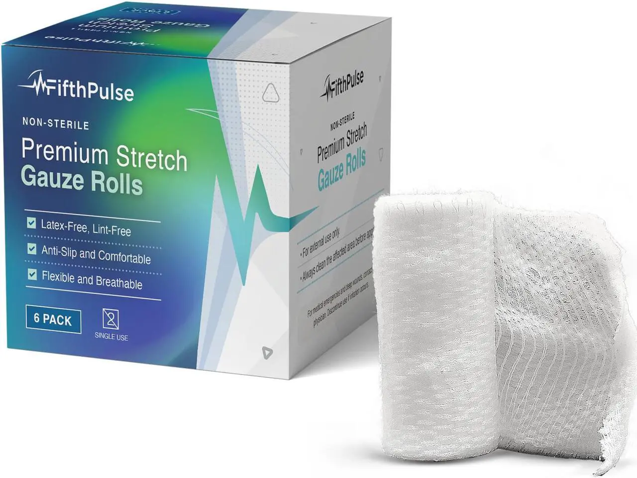 Main image of FifthPulse Stretch Gauze Bandages, Latex & Lint Free, Individually Wrapped - 6 Pack