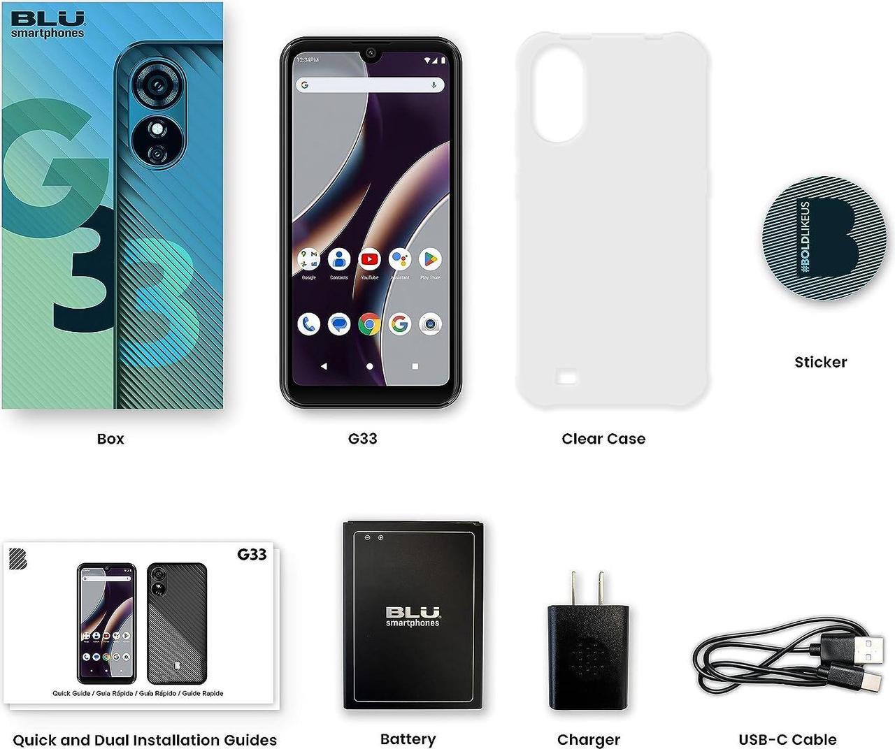 Alt view image 6 of 12 - BLU G33 G0895UU 32GB Dual SIM GSM Unlocked Android Smartphone - Black