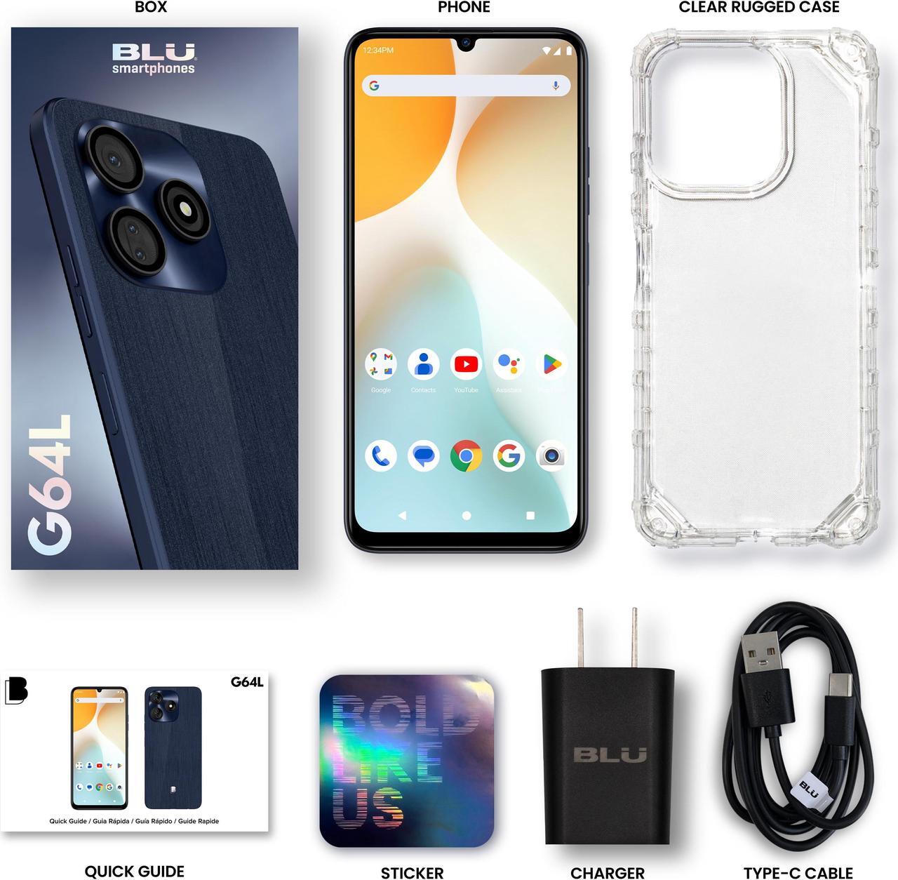 Alt view image 6 of 6 - BLU G64L G0991WW 128GB Dual-SIM GSM Unlocked, Deep Blue