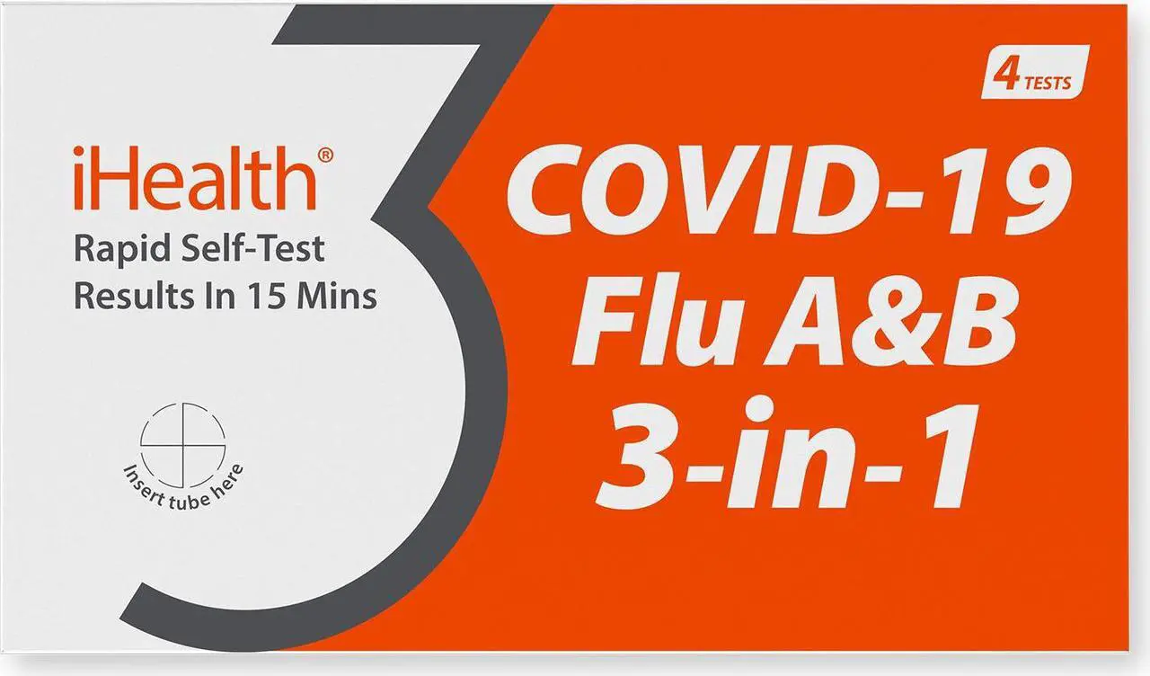 Main image of iHealth® COVID-19/Flu A&B 3-in-1 Rapid Test, Results in 15 Minutes, FDA Authorized OTC Home Test, Non-invasive Nasal Swab, Easy to Use, No Discomfort (1 Pack, 4 Tests Total)