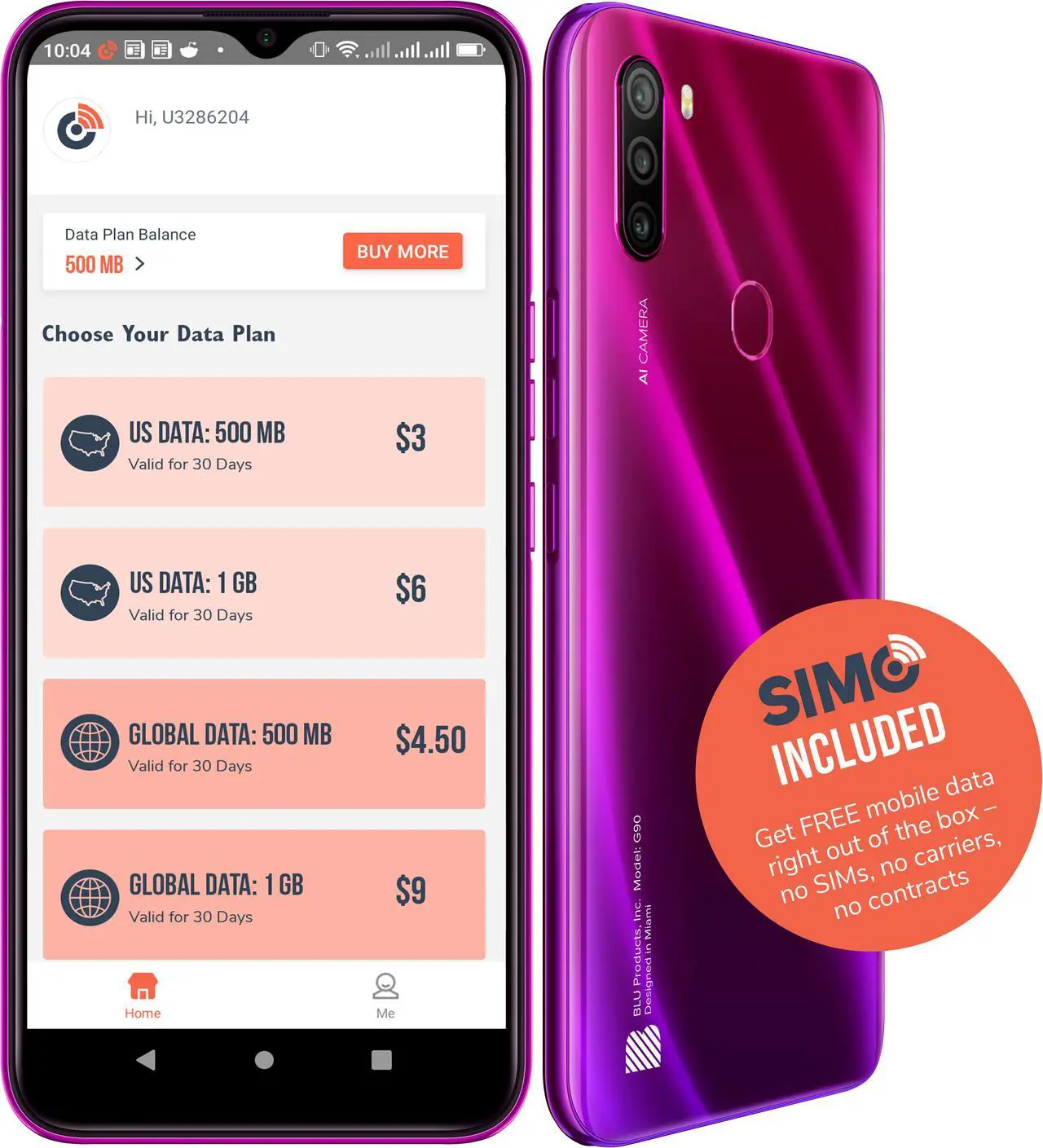 Alt view image 8 of 8 - BLU G90 G0310WW 64GB Dual SIM GSM Unlocked Android SmartPhone w/ Triple Camera 16MP