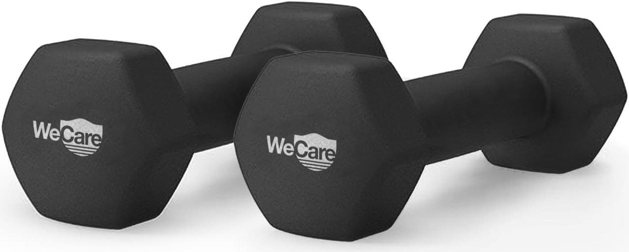 Alt view image 2 of 4 - WeCare Neoprene Coated 5 Lbs Dumbbells for Non-Slip Grip (Set of Two) - Black