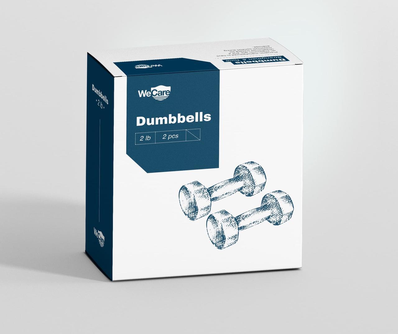 Alt view image 4 of 4 - WeCare Neoprene Coated 2 Lbs Dumbbells for Non-Slip Grip (Set of Two) - Blue