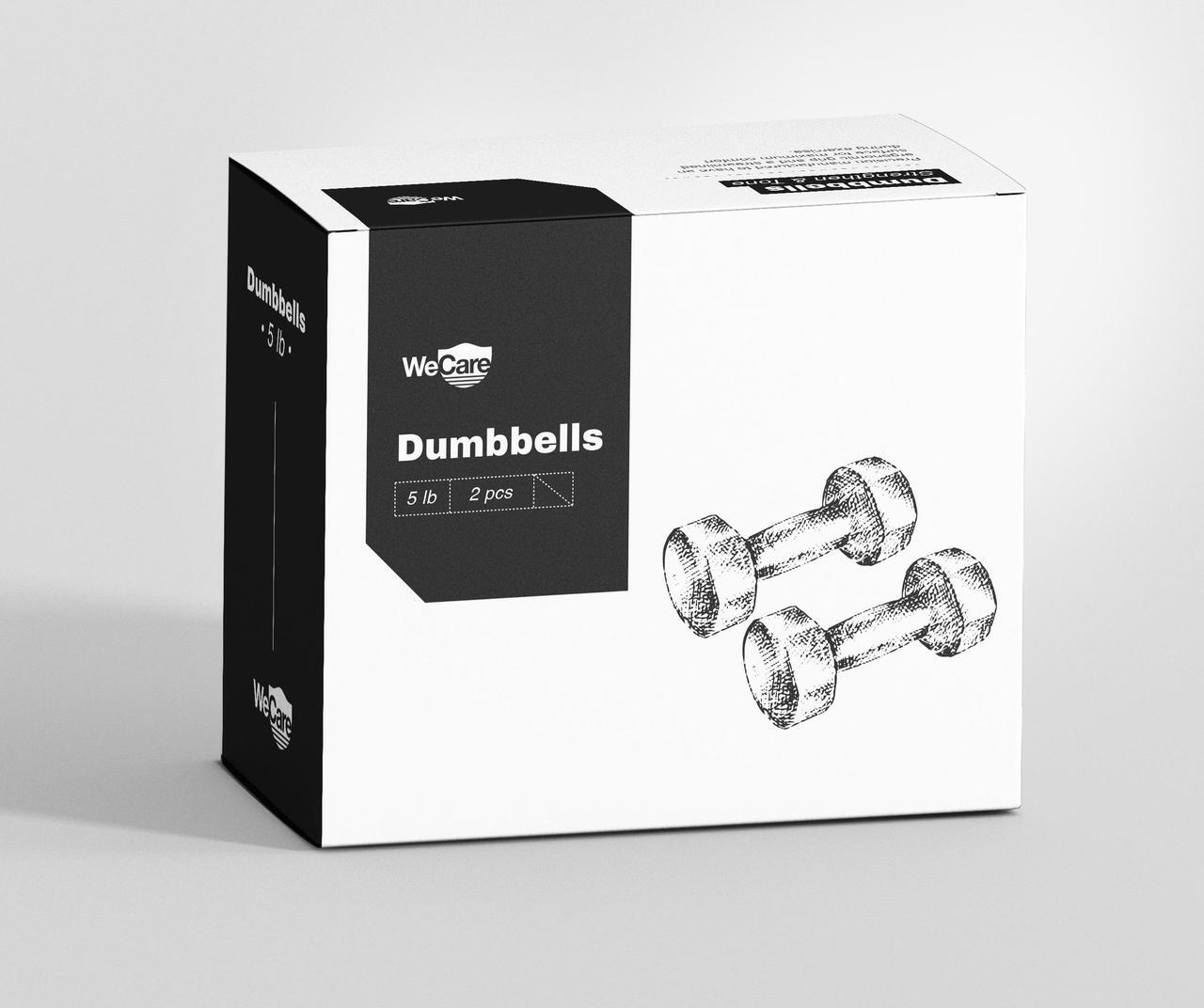Alt view image 4 of 4 - WeCare Neoprene Coated 5 Lbs Dumbbells for Non-Slip Grip (Set of Two) - Black