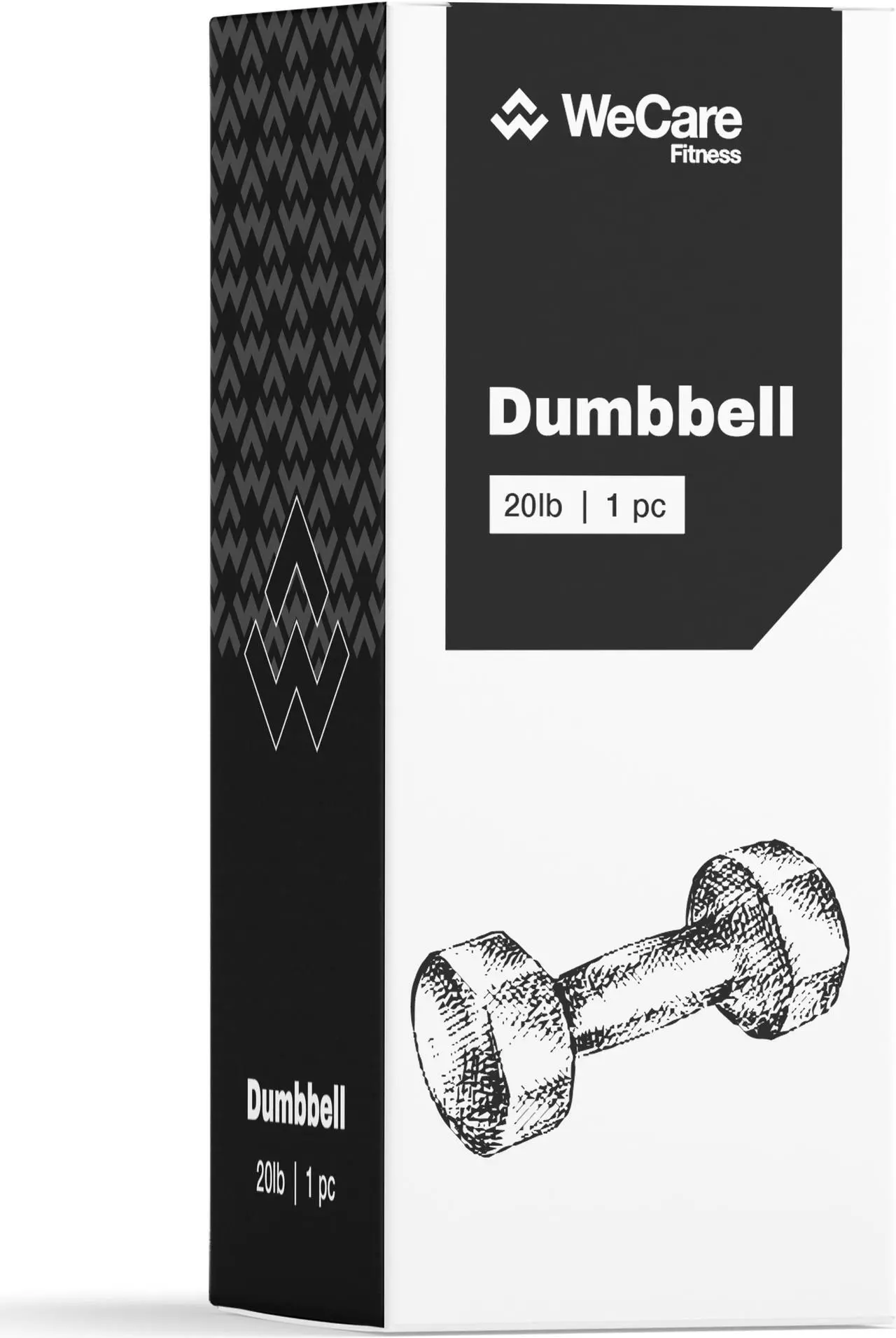 Alt view image 3 of 3 - WeCare Fitness Neoprene Coated 20 Lbs Dumbbells for Non-Slip Grip (Set of Two) - Black