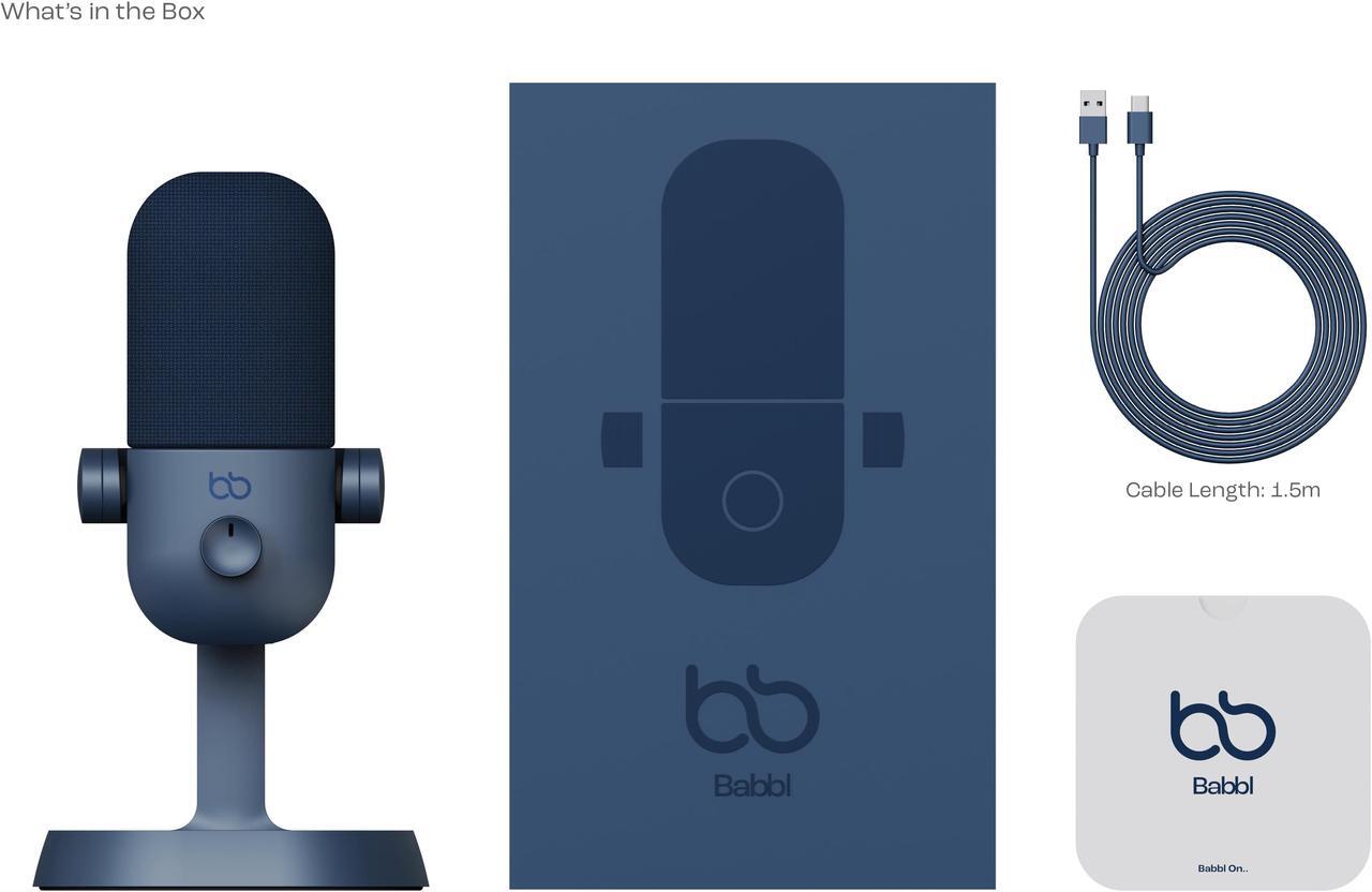 Alt view image 7 of 14 - Babbl USB-C Plug and Play Microphone for Podcast, Streaming, Gaming, Vlogging & Recording on PC and Mac - Serene Blue