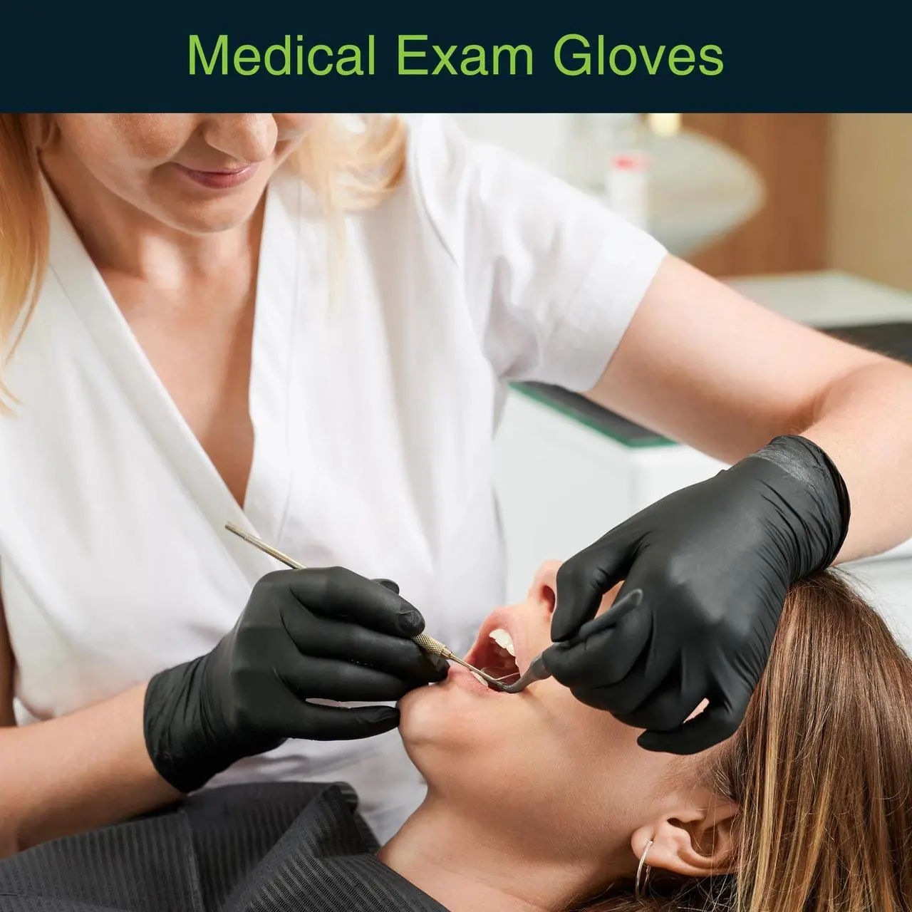 Alt view image 3 of 6 - Fifth Pulse Vinyl Exam Latex Free & Powder Free Gloves - Black - Box of 50 Gloves (Large) Black 50pcs X - Large