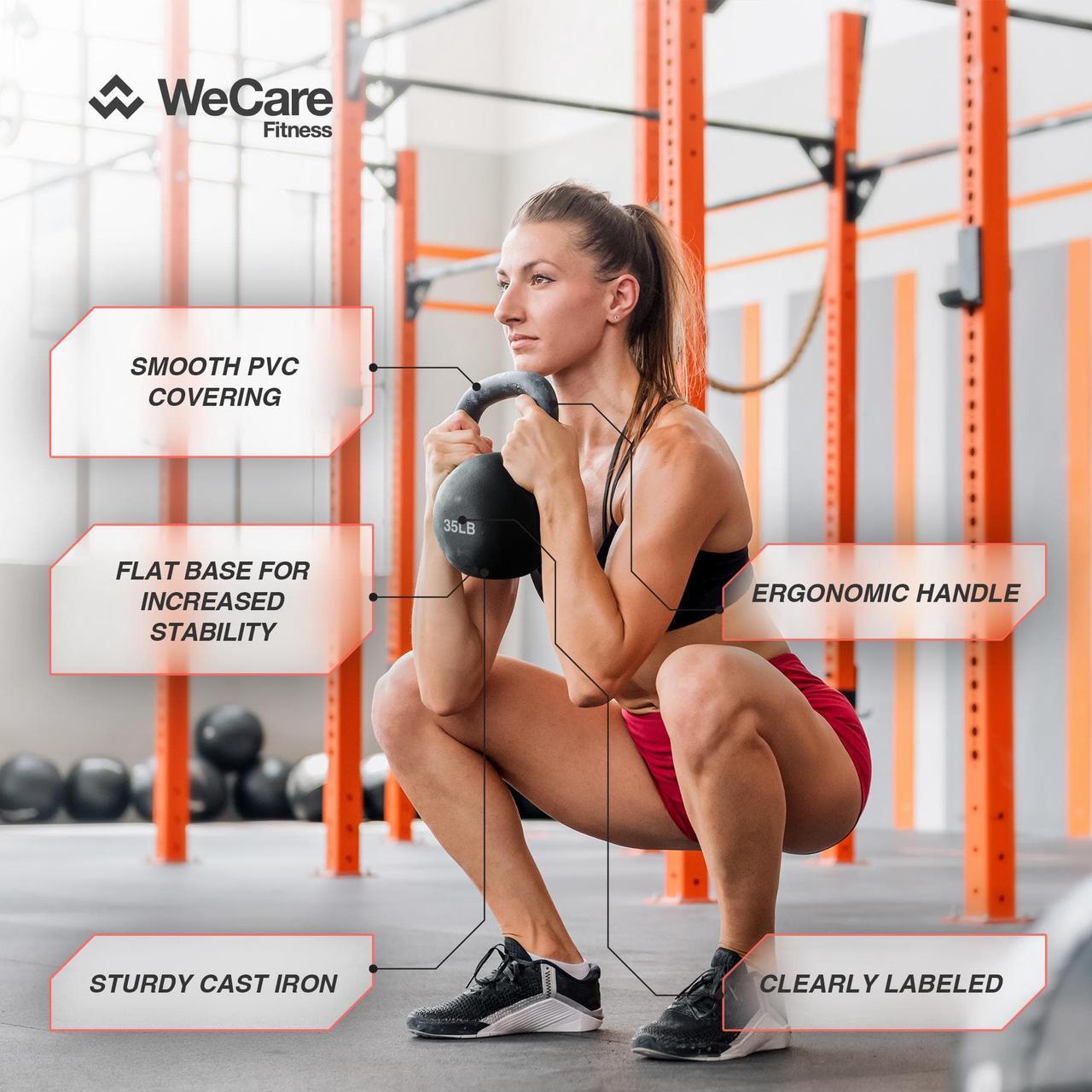 Alt view image 3 of 6 - WeCare Fitness Kettlebell, 25 LB Cast Iron - For Home Workout - Black 25 lbs.