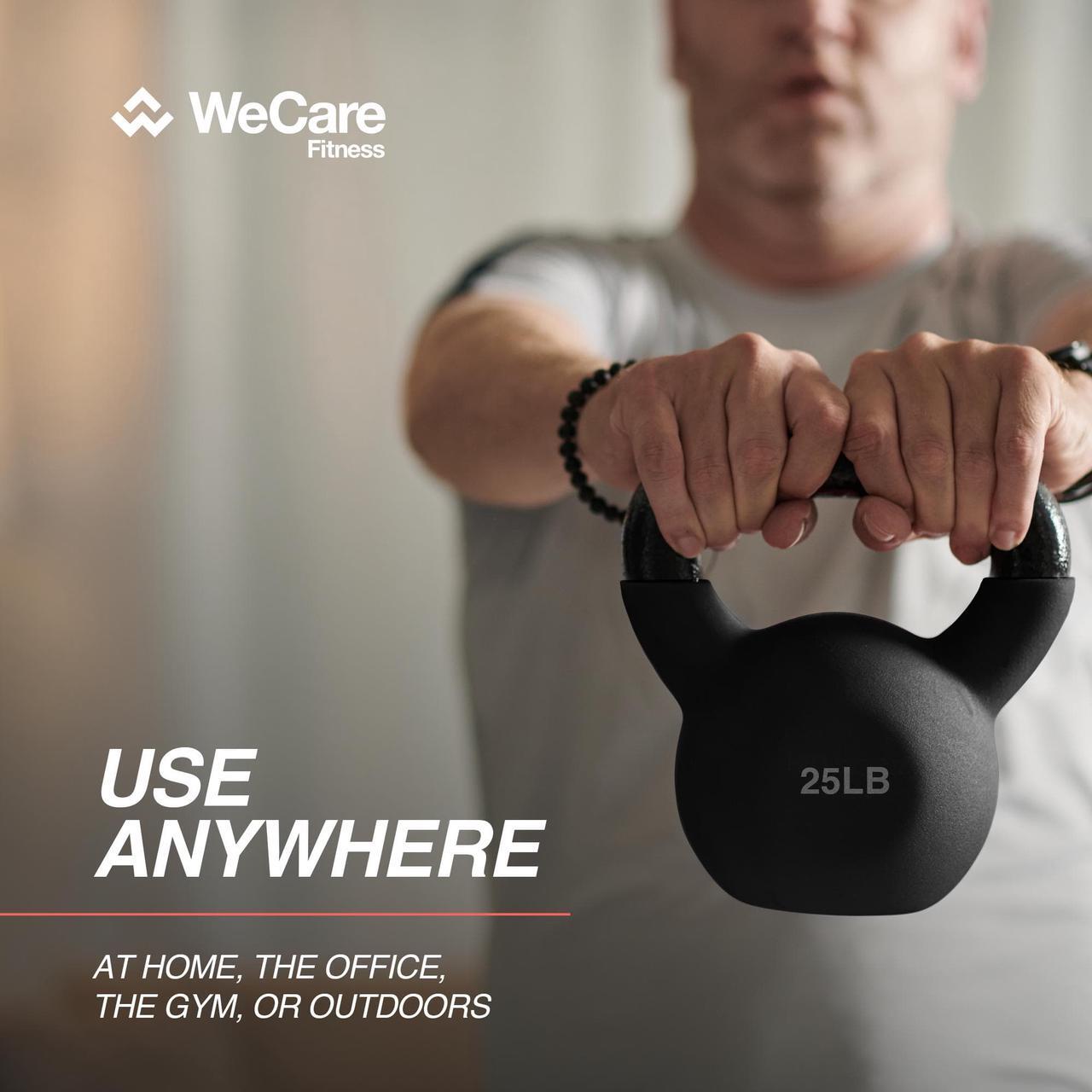 Alt view image 4 of 6 - WeCare Fitness Kettlebell, 25 LB Cast Iron - For Home Workout - Black 25 lbs.