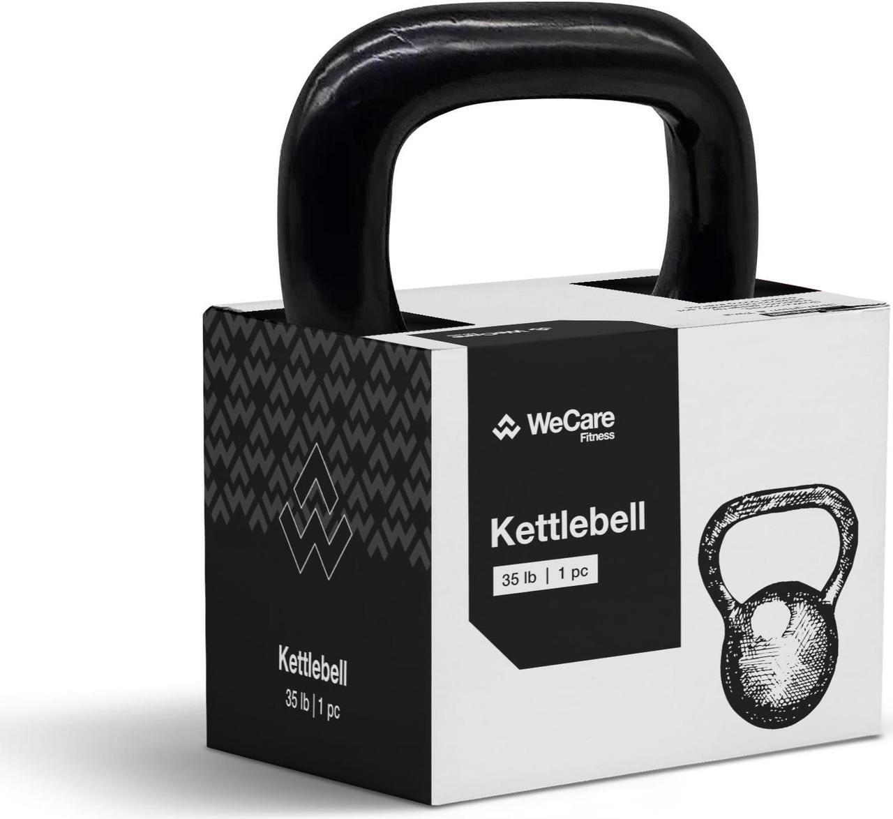 Alt view image 6 of 6 - WeCare Fitness Kettlebell, 35 LB Cast Iron - For Home Workout - Black 35 lbs.
