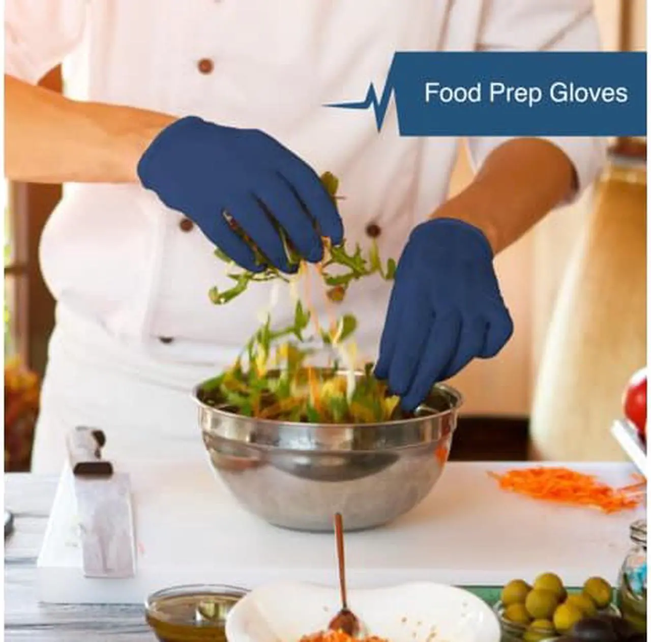 Alt view image 3 of 6 - Fifth Pulse Nitrile Exam Latex Free & Powder Free Gloves - Navy Blue - Box of 200 Gloves (Large)