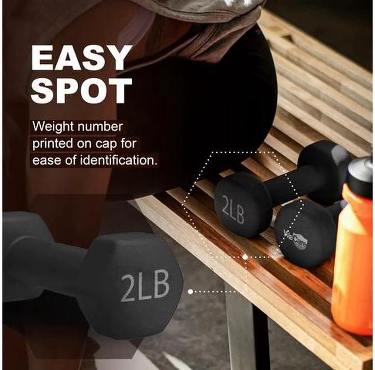 Alt view image 5 of 7 - WeCare Neoprene Coated 2 Lbs Dumbbells for Non-Slip Grip (Set of Two) - Black