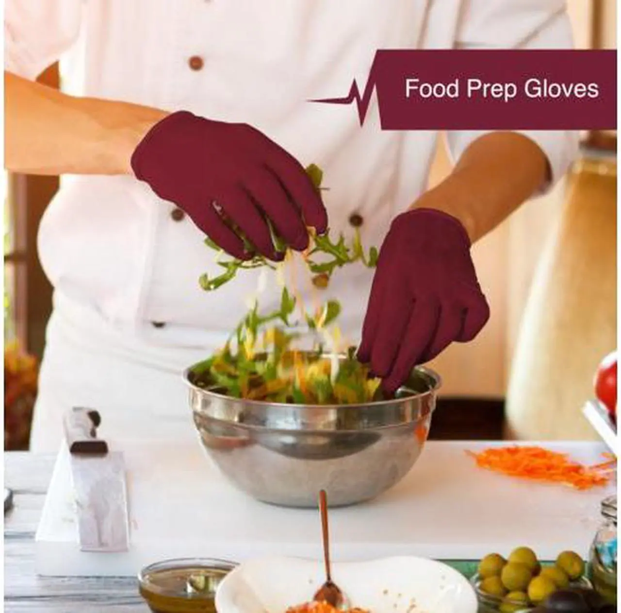 Alt view image 3 of 6 - Fifth Pulse Nitrile Exam Latex Free & Powder Free Gloves - Burgundy - Box of 200 Gloves (Medium)