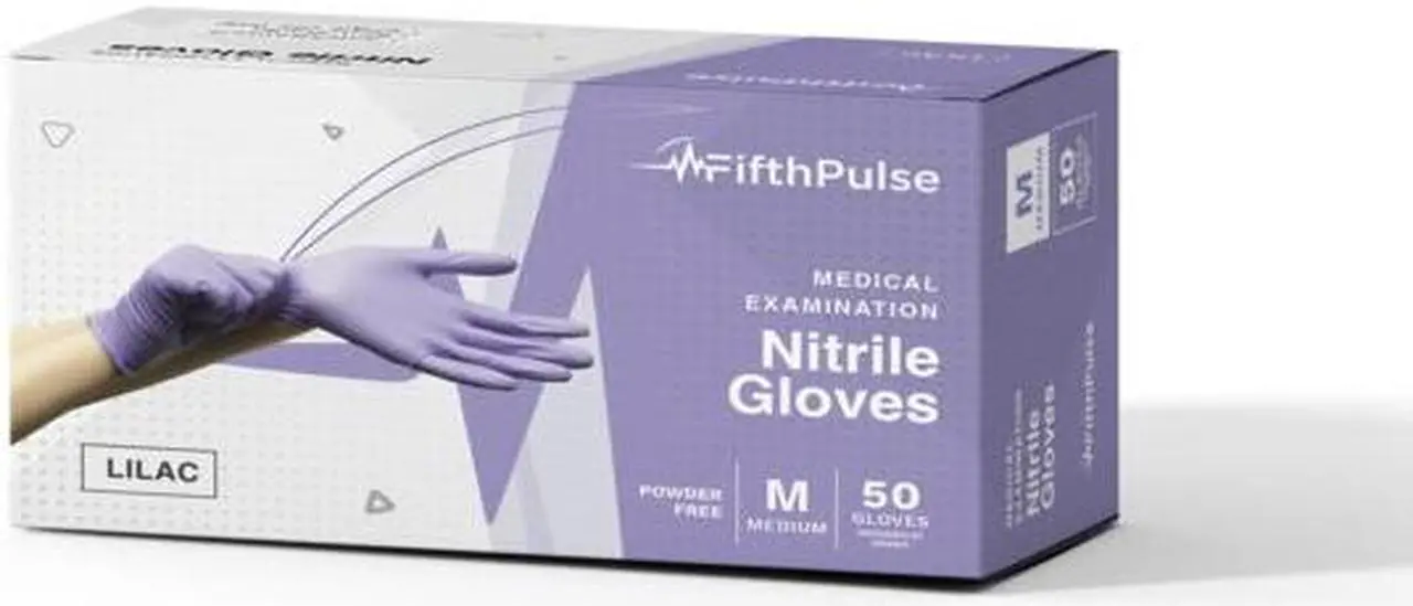 Main image of Fifth Pulse Nitrile Exam Latex Free & Powder Free Gloves - Lilac - Box of 100 Gloves (Small)