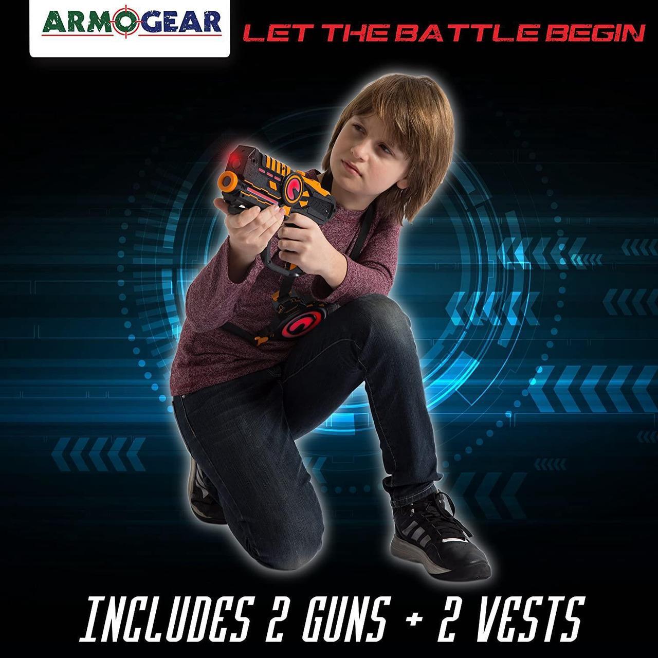 Alt view image 2 of 7 - ArmoGear Infrared Laser Tag Blasters and Vests - Laser Battle Mega Pack Set of 4 - Infrared 0.9mW - Blue/Red/Green/Orange