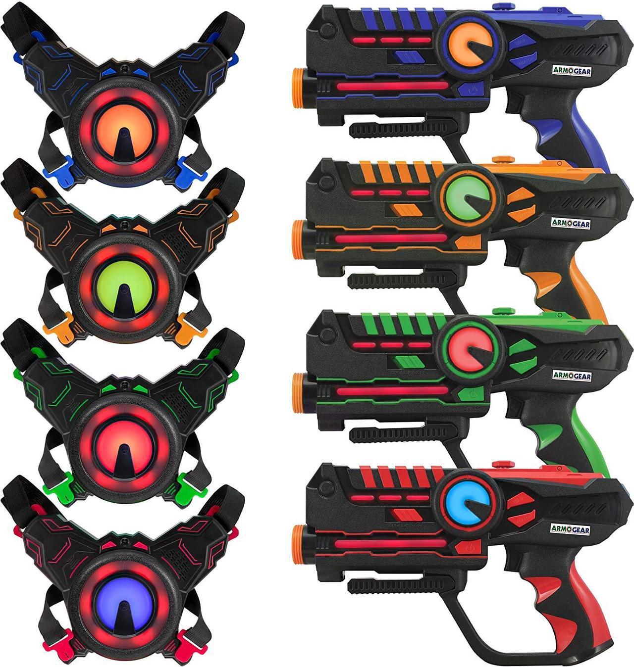 Main image of ArmoGear Infrared Laser Tag Blasters and Vests - Laser Battle Mega Pack Set of 4 - Infrared 0.9mW - Blue/Red/Green/Orange