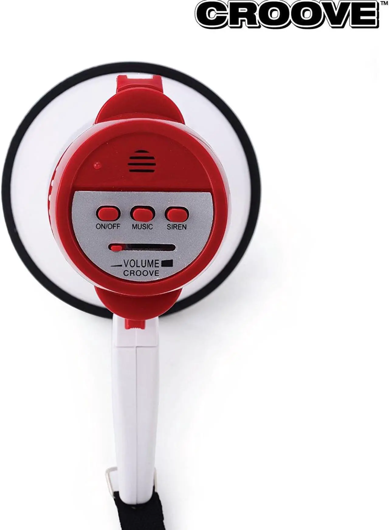 Alt view image 3 of 6 - Croove Portable 30 Watt Bullhorn/Megaphone with Siren & Cheering - 800 Yard Range - Powerful and Lightweight - White