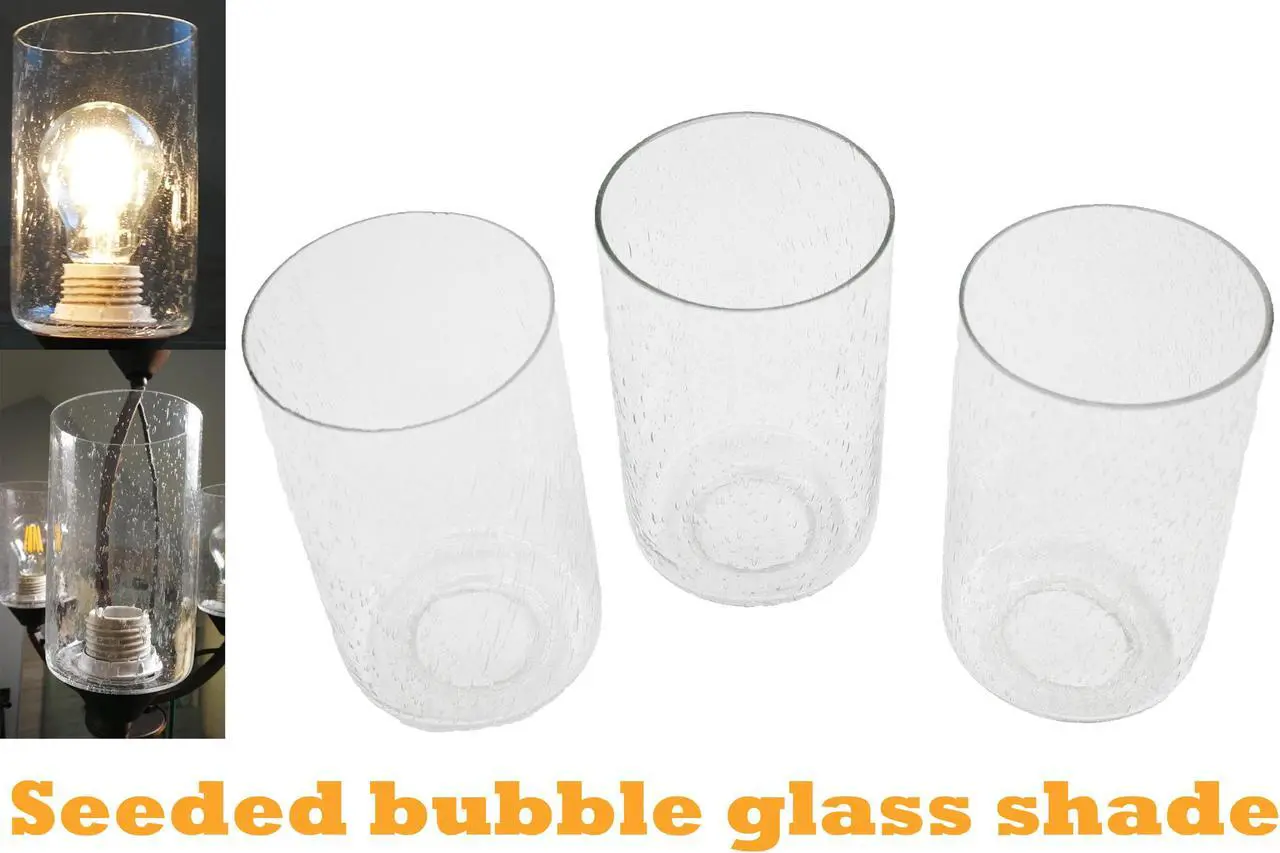 Alt view image 5 of 7 - Bubble Seeded Glass Shade, LEDupdates 3 Packs Clear Cylinder for Light Fixture Glass replacement 1" 5/8 fitter