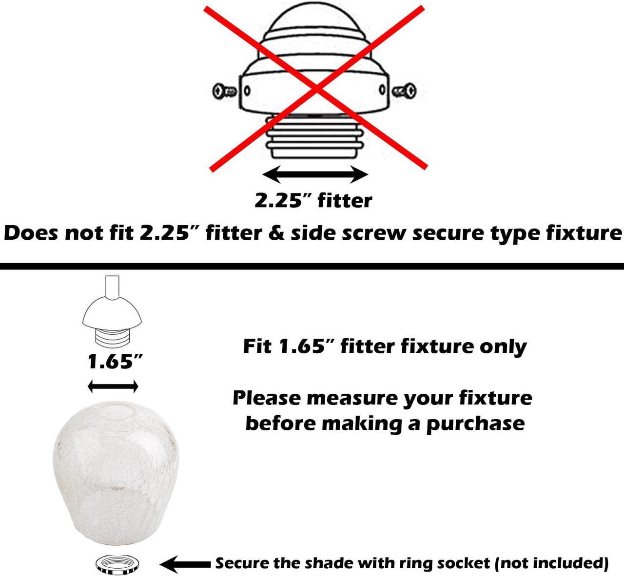 Alt view image 3 of 6 - Crackle Glass Shade, LEDupdates 3 Pack Clear Globe Crack Finish for Light Fixture Lamp Glass replacement 15/8 fitter