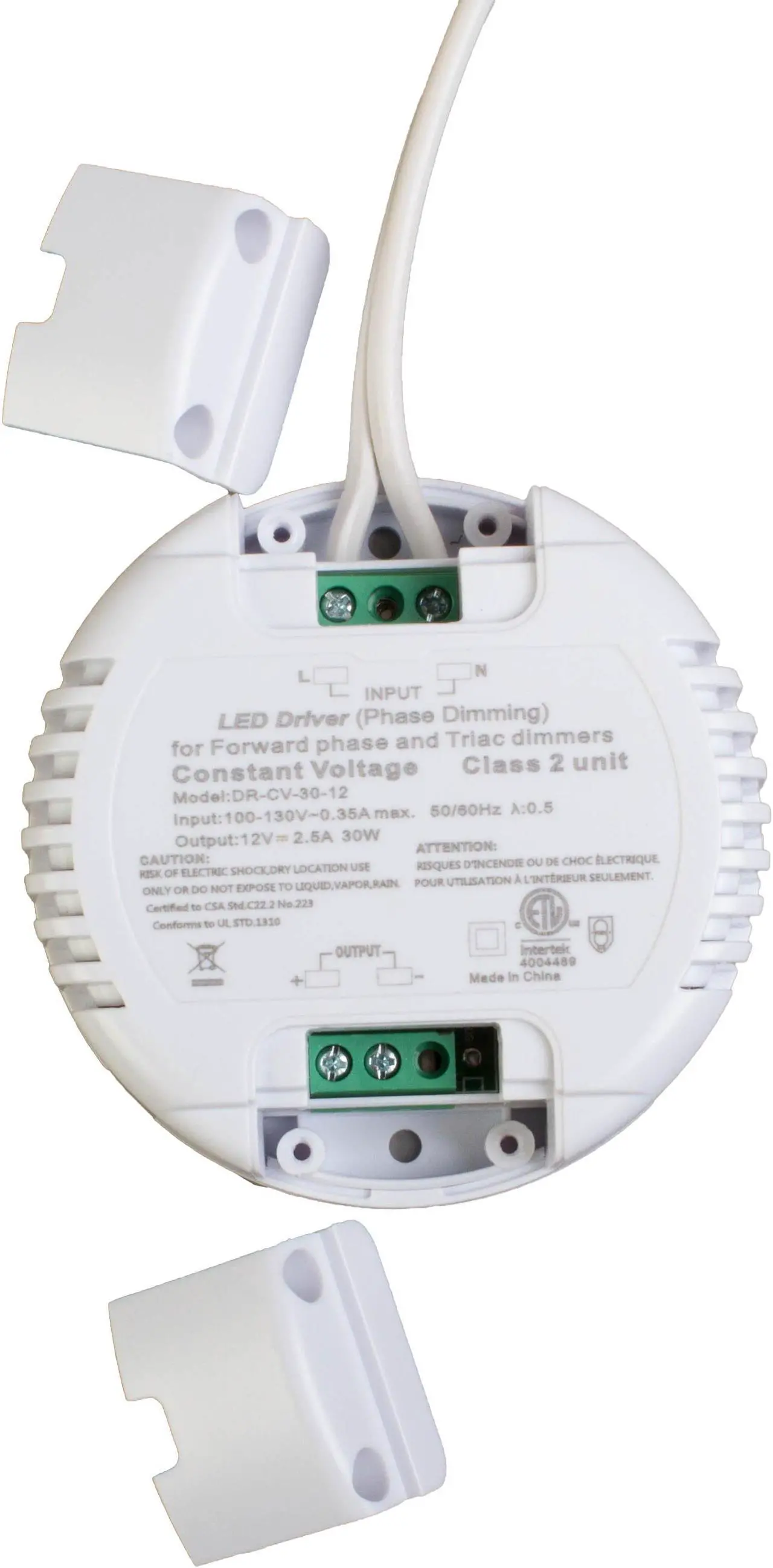 Alt view image 3 of 6 - Dimmable LED Driver, 12v 30w Power Supply, Round Shape 2.5A, AC 100v-130v to DC Class 2 Triac ETL Listed for LED Light Strip Module