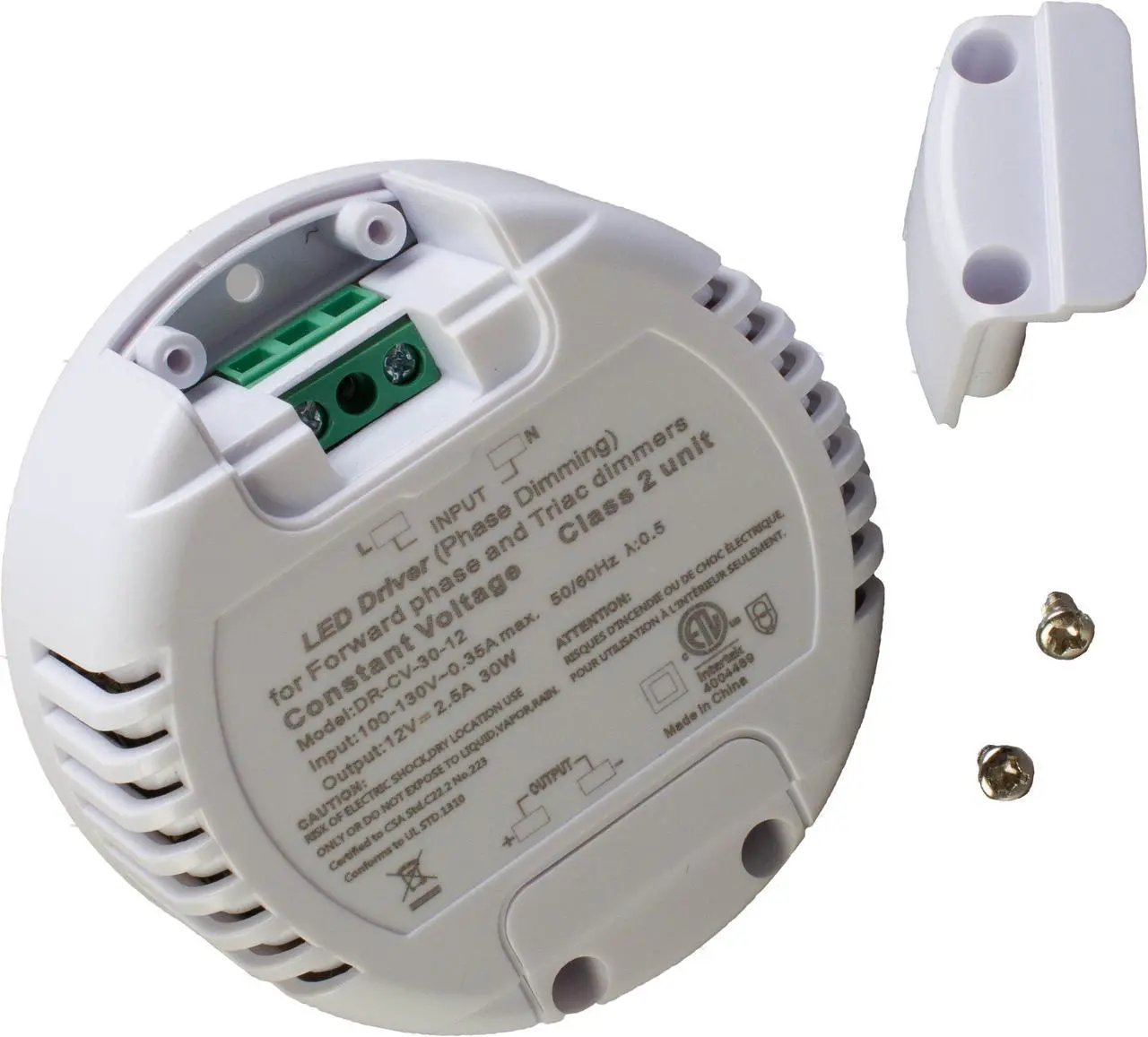 Alt view image 4 of 6 - Dimmable LED Driver, 12v 30w Power Supply, Round Shape 2.5A, AC 100v-130v to DC Class 2 Triac ETL Listed for LED Light Strip Module