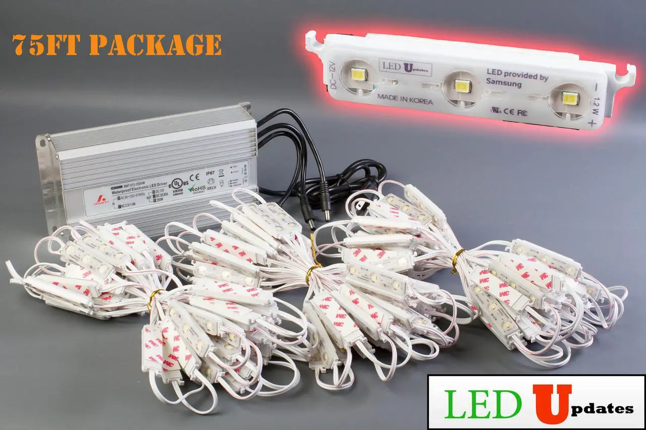 Alt view image 7 of 7 - 75ft Storefront LED Light SUPER BRIGHT K2835 SERIES SAMSUNG LED Chip with UL listed 12v 250w Power supply