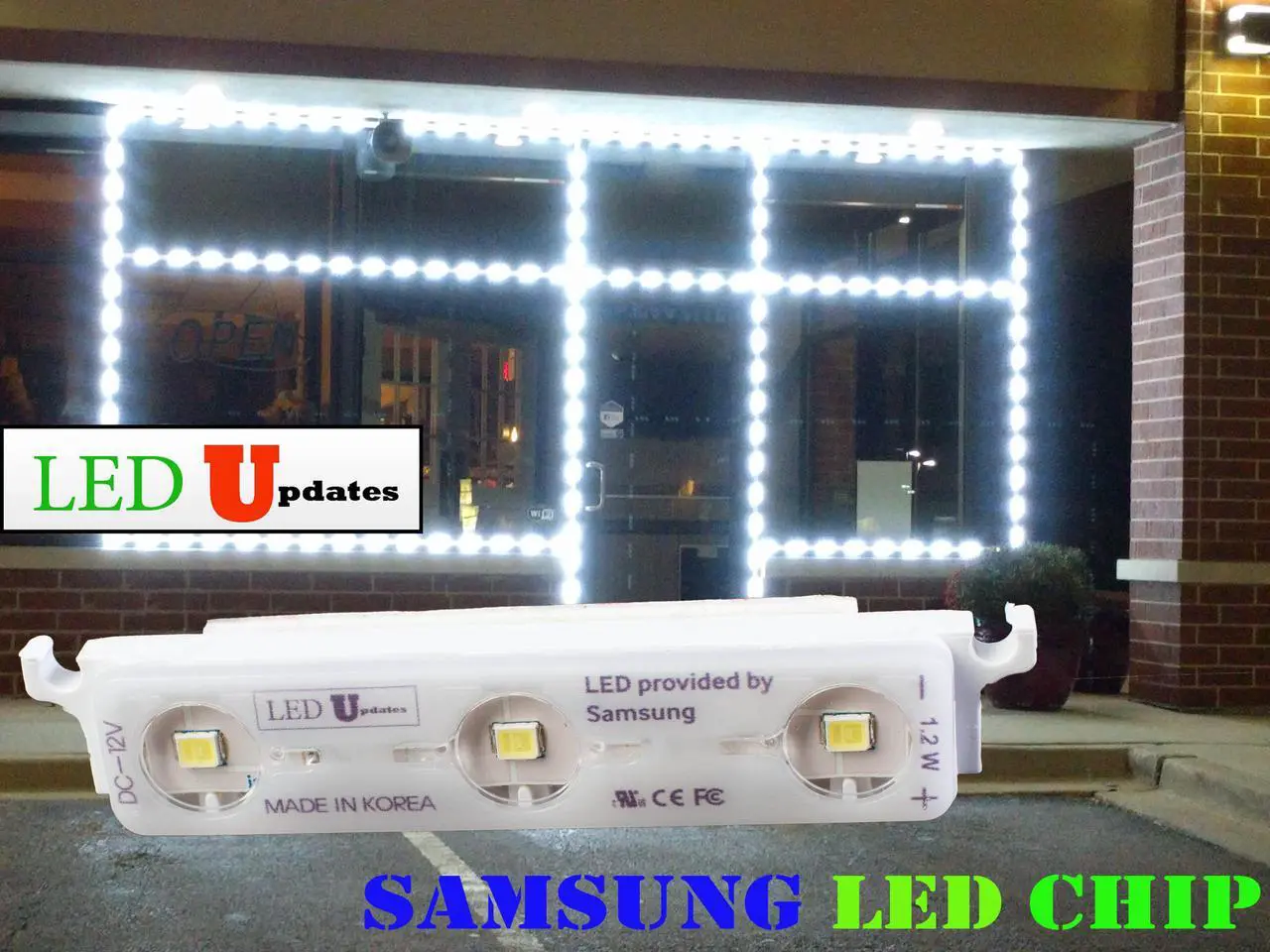 Main image of 75ft Storefront LED Light SUPER BRIGHT K2835 SERIES SAMSUNG LED Chip with UL listed 12v 250w Power supply