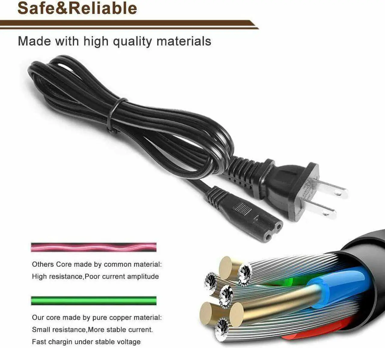Alt view image 2 of 4 - ABLEGRID 5ft AC Power Cord Cable Lead for Epson WorkForce 635 645 840 1100 Printer Mains