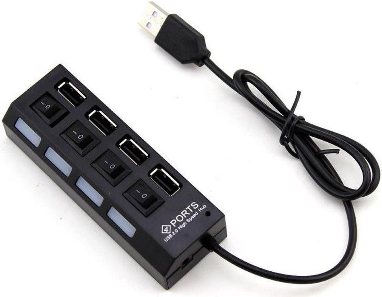 New 4 Port USB 2.0 High Speed HUB ON/OFF Sharing Switch For Laptop PC Black