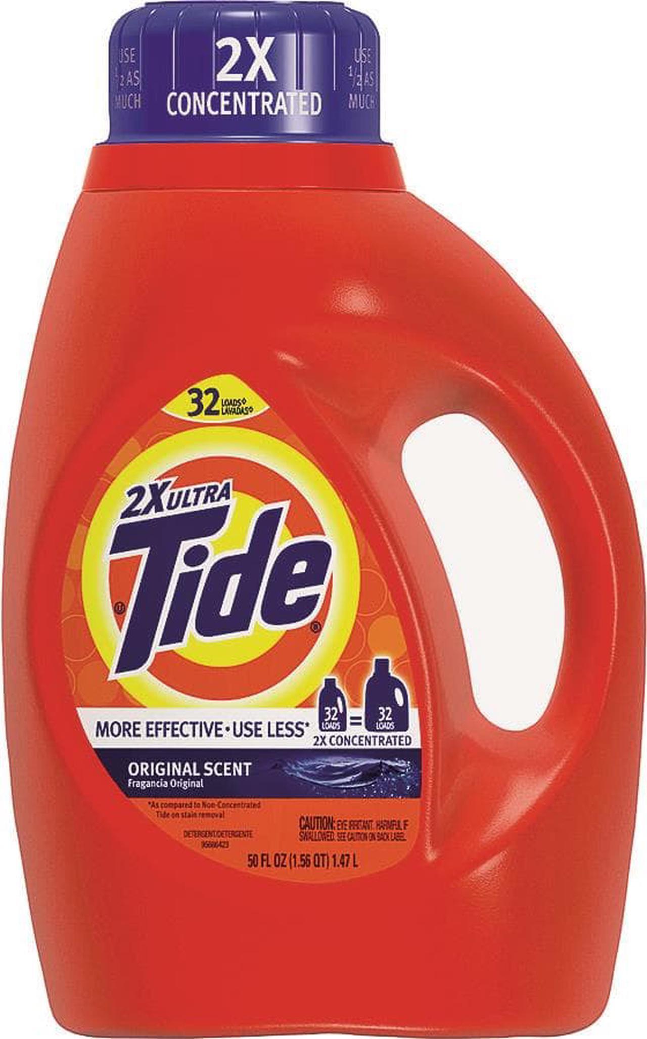 Main image of Tide 2X Ultra Concentrated Laundry Detergent, 50 oz, Bottle, Blue, Liquid, Original