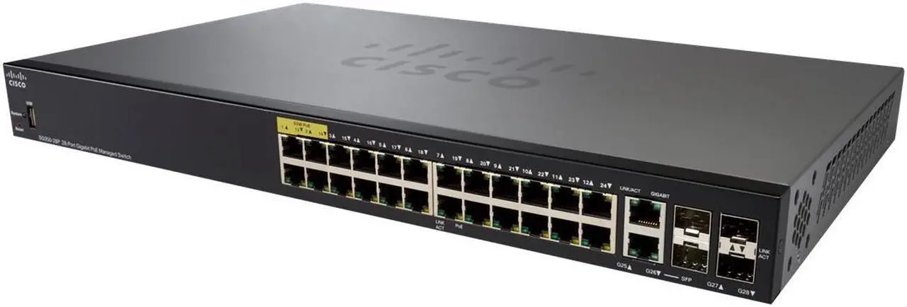 Alt view image 7 of 10 - Cisco SG350-28P 28-Port Gigabit PoE Managed Switch