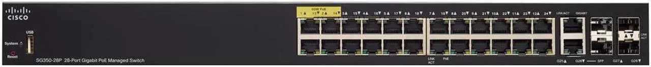 Alt view image 8 of 10 - Cisco SG350-28P 28-Port Gigabit PoE Managed Switch