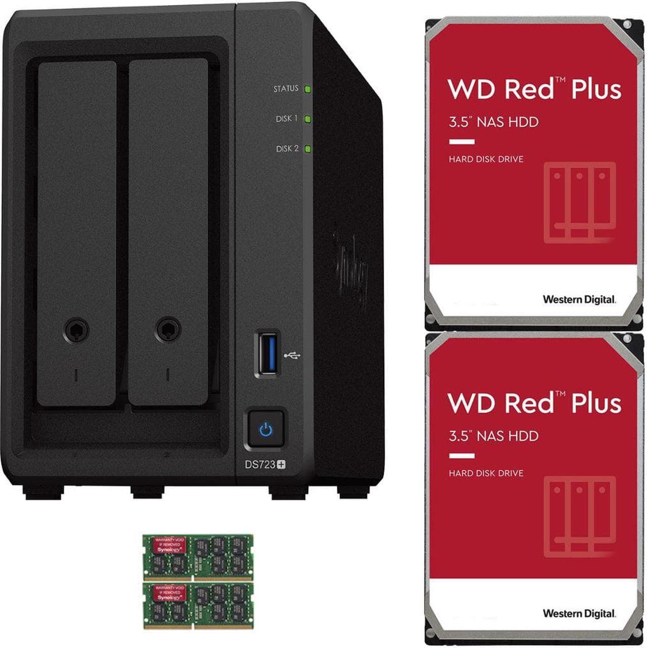 Main image of Synology DS723+ 2-Bay NAS, 16GB RAM, 8TB (2 x 4TB) of Western Digital Red Plus Drives Fully Assembled and Tested By CustomTechSales