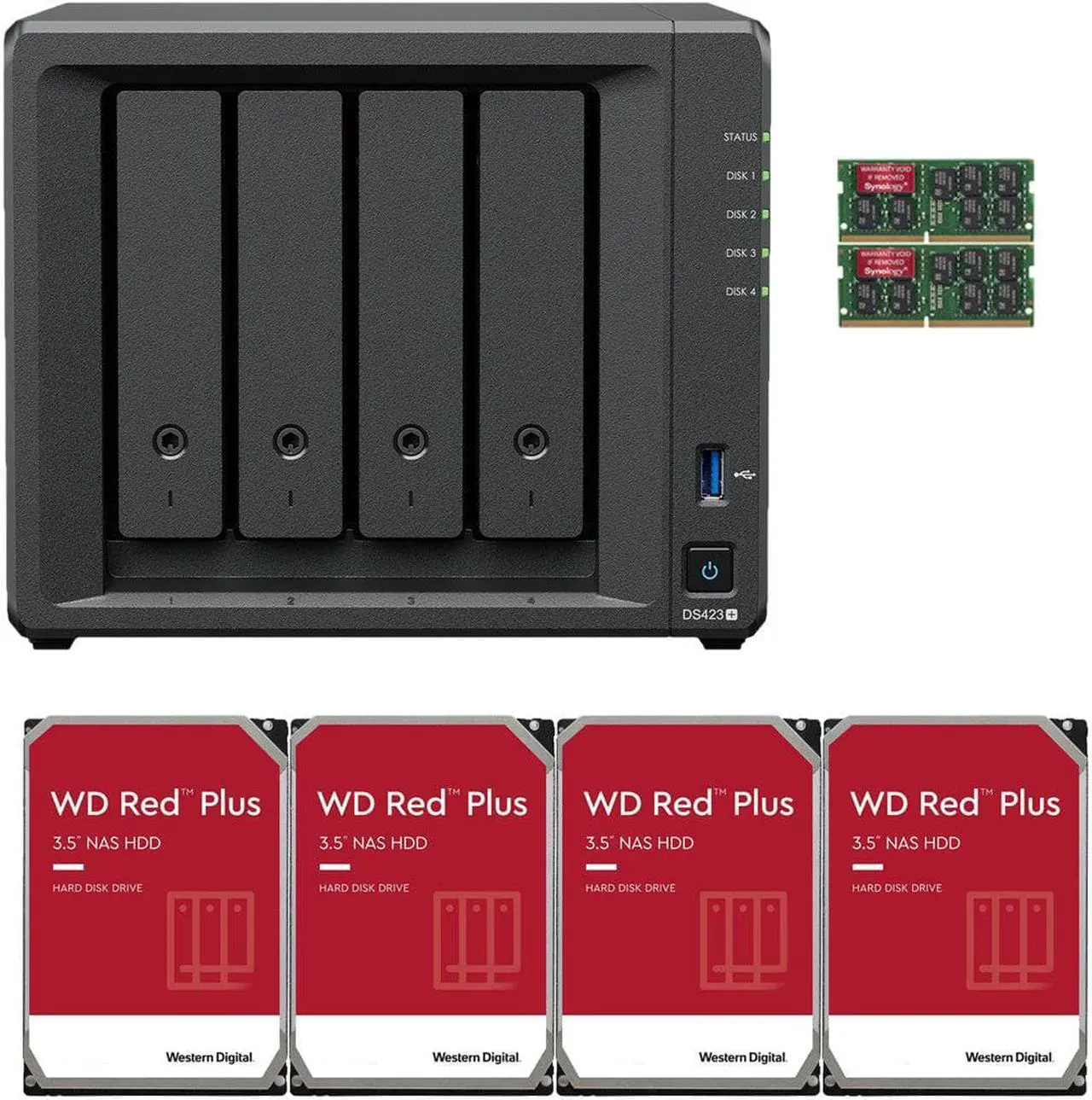Main image of Synology DS423+ Intel Quad-Core 4-Bay NAS, 6GB RAM, 40TB (4 x 10TB) of Western Digital Red Plus Drives Fully Assembled and Tested By CustomTechSales
