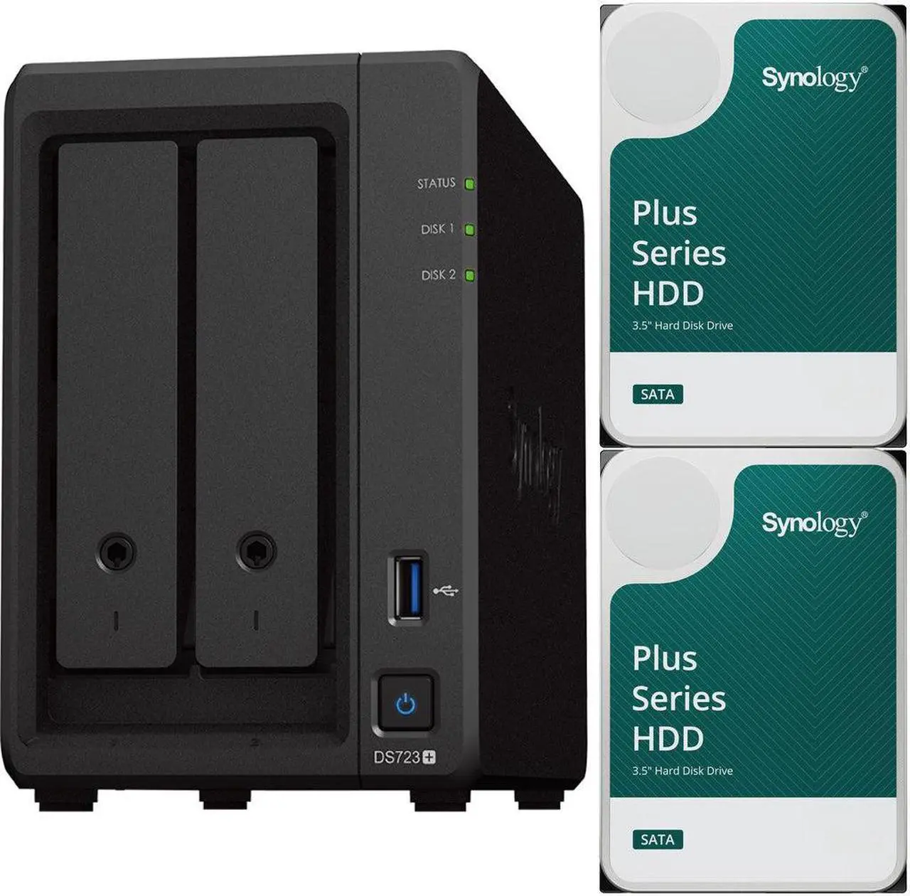 Main image of Synology DS723+ 2-Bay NAS, 2GB RAM, 8TB (2 x 4TB) of Synology Plus NAS Drives Fully Assembled and Tested By CustomTechSales