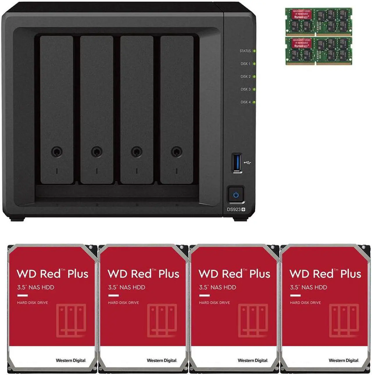Main image of Synology DS923+ Dual-Core 4-Bay NAS, 8GB RAM, 40TB (4 x 10TB) of Western Digital Red Plus Drives Fully Assembled and Tested By CustomTechSales