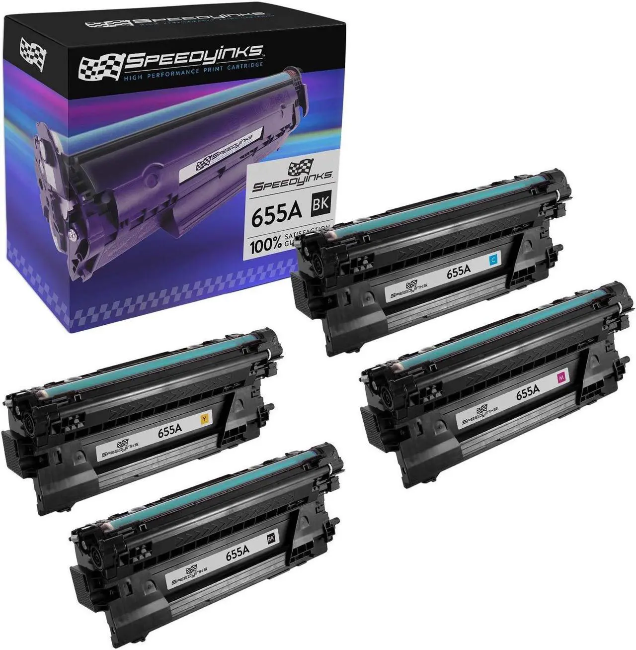 Main image of Speedy Inks Compatible Toner Cartridge Replacements for HP 655A (Black, Cyan, Magenta, Yellow, 4-Pack) Compatible with HP Printer Model HP Color LaserJet M653dh
