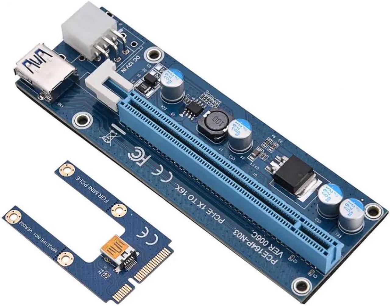Alt view image 3 of 6 - Mini PCI-E to PCI Express16x Extender Riser Adapter With SATA Power Cord for Video Card Mining