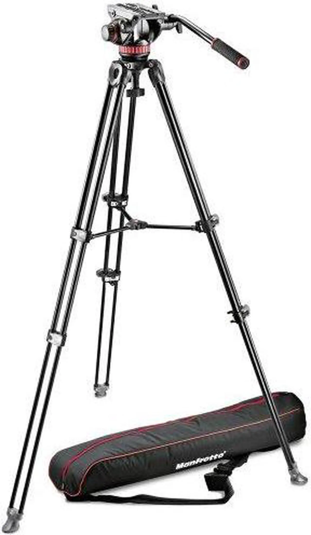 Alt view image 3 of 8 - Manfrotto MVT502AM 3-Section Aluminum Telescopic Twin Leg Tripod, 502 Fluid Head