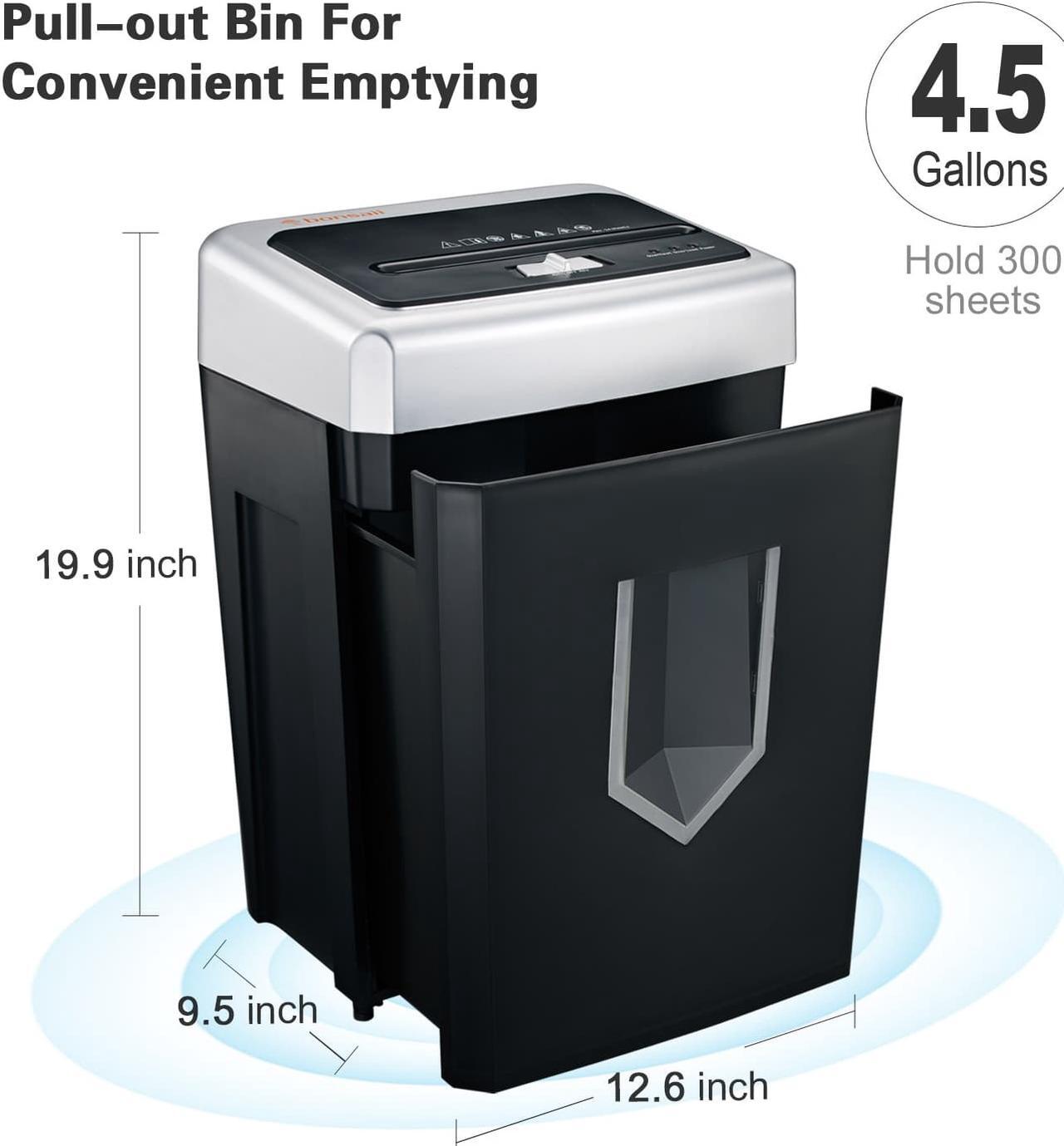 Alt view image 4 of 18 - Bonsaii 14-Sheet Cross-Cut Heavy Duty Paper Shredder, 30-Minute Continuous Running Time, Credit Card/Staples Shredders for Office, Quiet Shredding Machine with Jam Proof System (C169-B)