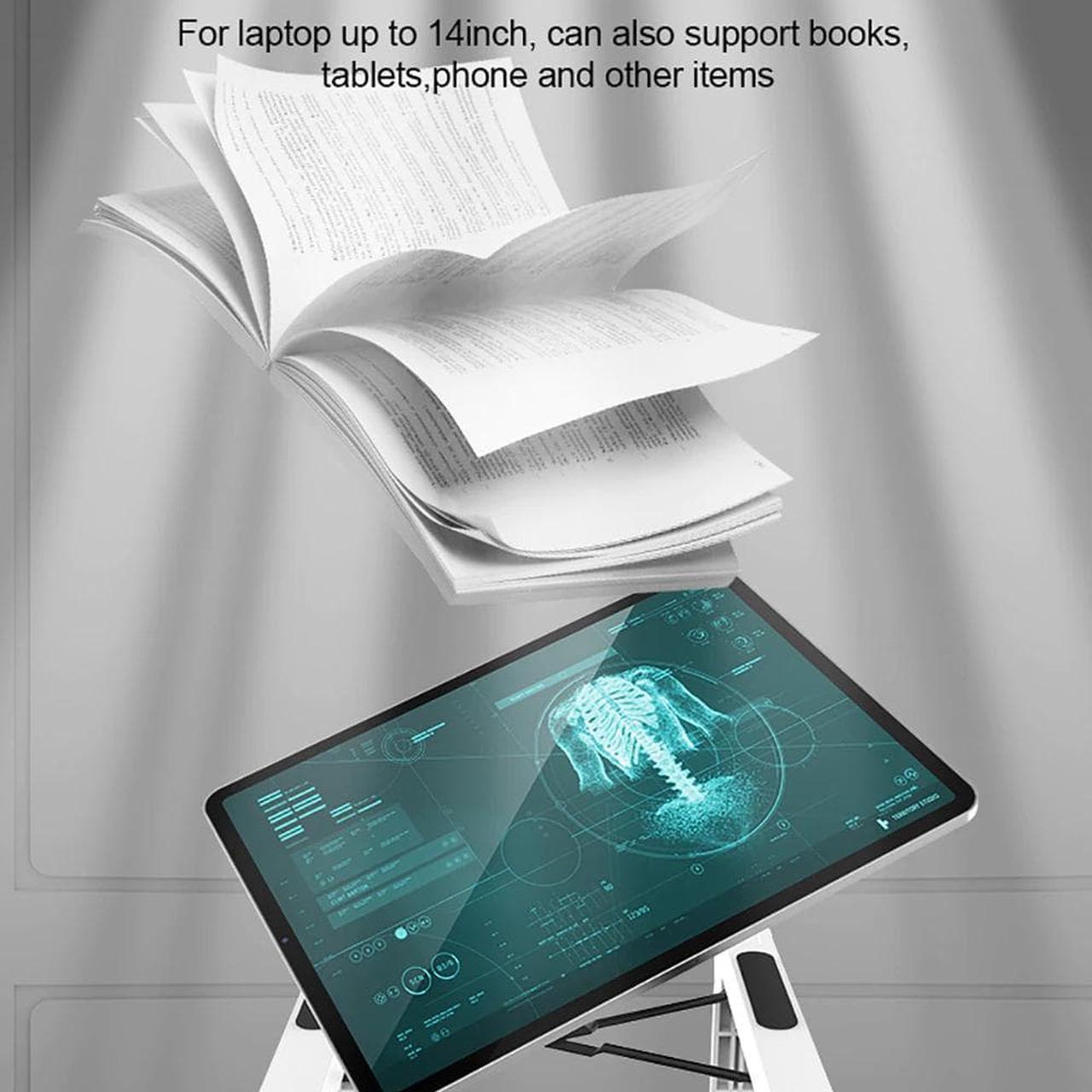 Alt view image 3 of 6 - Adjustable Lightweight Laptop Desk Cooling Stand Ergonomic Plastic Vertical Laptop Stand Foldable Tablet Bracket Laptop Holder